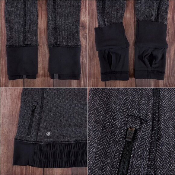 Lululemon Womens Size 4 Think Fast Hoodie Heathered Herringbone Black Gray - Picture 8 of 12